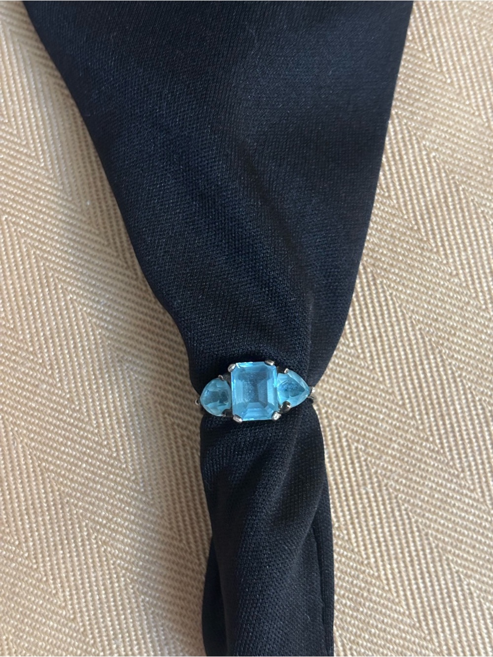 Sterling Silver Ring with Blue Crystals